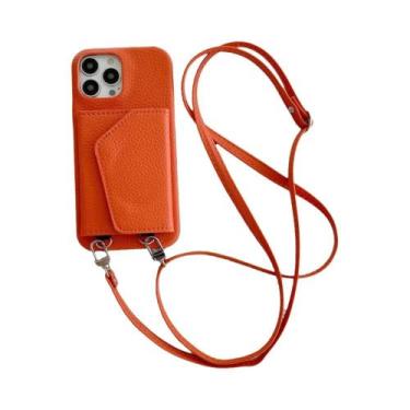 Imagem de Capa De Telefone De Couro Com Alça Transversal Para iPhone 15 14 13 12