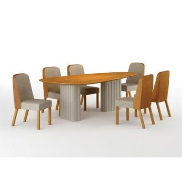 Imagem de Conjunto Sala de Jantar Ísis 2,00m com 6 Cadeiras Tampo Orgânico s/ Vi