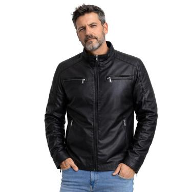 Imagem de Jaqueta Masculina Biker em Couro PU motociclista Preto-Masculino