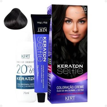 Imagem de Coloração Creme Kert Keraton Selfie 3.0 Castanho Escuro