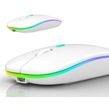 Imagem de Mouse sem Fio Bluetooth Wireless Recarregável USB Branco - Wireless mo