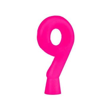 Imagem de Vela de Aniversário Numeral Solid Colors - Regina, Pink, 9