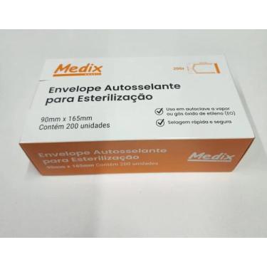 Imagem de Envelope Autosselante Esterilização Medix 90x165mm 200 Unid Branco