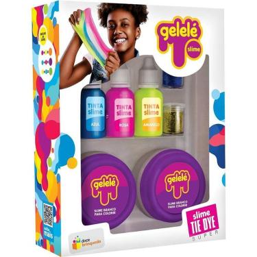 Imagem de Slime Gelele Tie Dye Super Kit com Glitters e Tintas 206g Doce Brinquedo