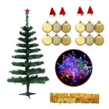 Imagem de Árvore De Natal 60cm 50g Verde Com 22 Itens Decorada Pisca Led 110v - 