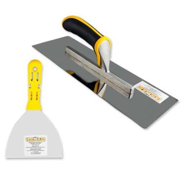 Imagem de Desempenadeira Rígida de Aço Inox 35x11cm Com Espátula Flexível Evolut