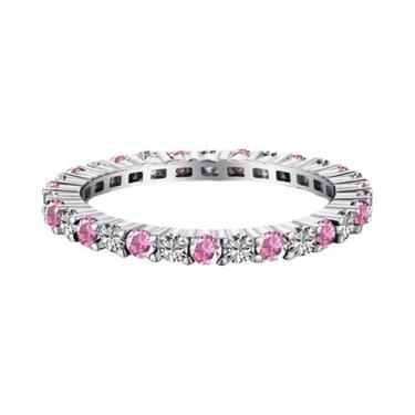 Imagem de Anel Feminino Empilhável Liso De Prata Esterlina 925 Com Zircônia Comp