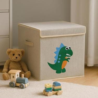 Imagem de Caixa Organizadora Cesto Baú Infantil Brinquedos Tampa Okys, Dinossaur
