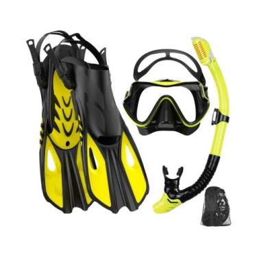 Imagem de Conjunto De Máscara De Snorkel Ajustável Para Adultos E Nadadeiras Com
