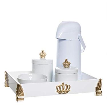 Imagem de Potinho de Mel Kit Higiene Gold Com 5 Peças Quarto Bebê Menina Menino Dourado