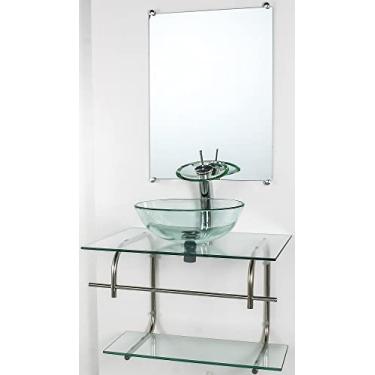 Imagem de GABINETE DE VIDRO PARA BANHEIRO INOX 70CM CUBA REDONDA INCOLOR