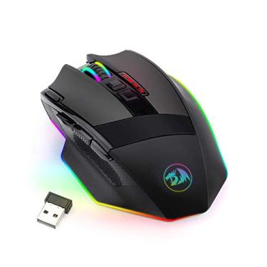 Imagem de Redragon Mouse para jogos M801 sem fio, mouse para jogos RGB com botões de edição macro programáveis MMO 9, UP 16000 DPI ajustável, botão de disparo rápido para jogos, Windows, PC - sem fio, preto