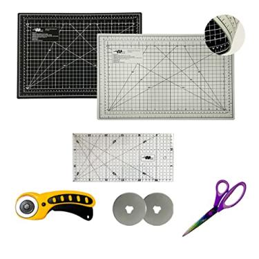 Imagem de Apoio Corte 30x45 Preto e Cinza Cortador 45mm 2 Laminas Régua 15x30 Tesoura de Titânio (Cortador Amarelo)