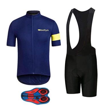 Imagem de Conjunto de roupas de ciclismo masculinas kit de camisas de bicicleta de estrada + shorts de secagem rápida com zíper completo roupas de equitação, C36-9, XX-Large
