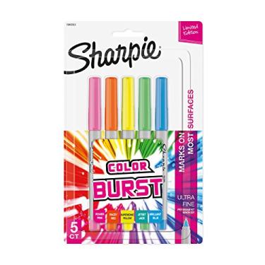 Imagem de SHARPIE Marcadores permanentes Color Burst, ponta ultrafina, sortidas, pacote com 5 (1948353)