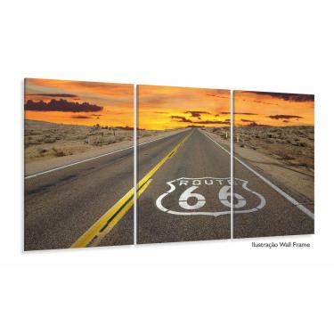 Imagem de Quadro Decorativo Paisagem Rota 66 Mosaico Em Tecido 3 Peças