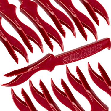 Imagem de Revestimento de frutos do mar ultra durável, super fácil. Faca serrilhada perfeita para rachaduras de lagosta, caranguejo, lagosta ou camarão. Sem BPA, utensílios portáteis para festas, ferventes e restaurantes temáticos., Vermelho, 7 inch seafood tool, 12