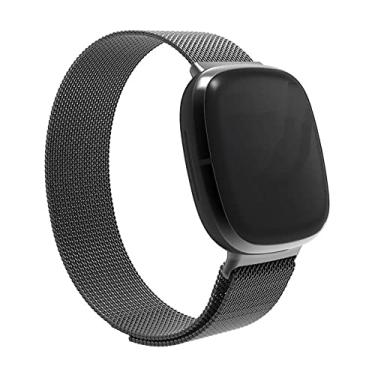 Imagem de Pulseira Magnetica-Milanese compativel com Fitbit Versa 4 e Versa 3 - Fitbit Sense e Sense 2 - Marca LTIMPORTS (Preto)