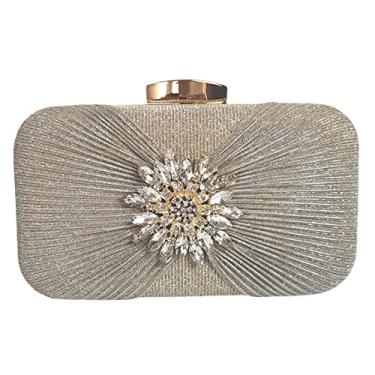 Imagem de Bolsa de flor feminina com lantejoulas bolsa de ombro bolsa de mão feminina acessórios, Dourado, M