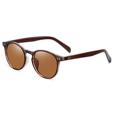 Imagem de Óculos de sol retrô redondo feminino masculino ultraleve polarizado óculos de sol vintage óculos de sol uv400 gafas de sol, chá, chá, um