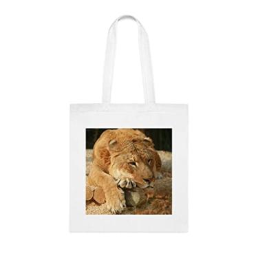 Imagem de Bolsa de dormir Liger Siberiano, presente divertido, bolsa de ombro, bolsas reutilizáveis, cesta de Natal de aniversário, ideia de presente, Branco