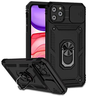 Imagem de Hitaoyou Capas para iPhone 11 Pro Max, capa para iPhone 11 Pro Max com capa para câmera e suporte de grau militar à prova de choque e resistente com suporte magnético para carro para iPhone 11 Pro Max Preto