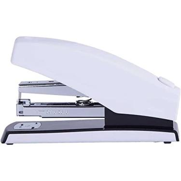 Imagem de REJOON Grampeador de papelaria design de um clique grampeador de estudante resistente e durável grampeador de papelaria adequado para escritório escolar (cor: branco)