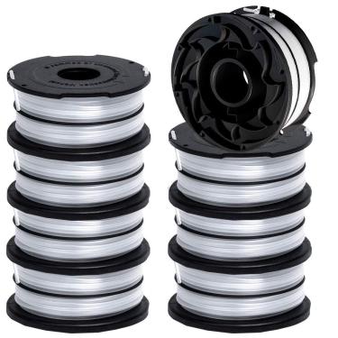 Imagem de Carretel de substituição DF-065 compatível com aparador de cordas Black and Decker GH710 GH700 GH750, peças de afiador de linha dupla de alimentação automática de 11 m 0,16 cm 90517175 DF-065-BKP (pacote com 8) da TOPEMAI