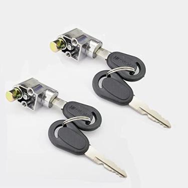 Imagem de Par de travas de ignição de cilindro de motocicleta com trava de ignição antirroubo para motocicleta, bicicleta elétrica, scooter E-bike com 4 chaves