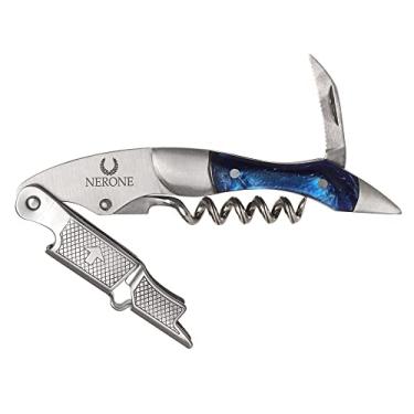 Imagem de Abridor saca-rolhas Sommelier Pro NERONE aço inox azul