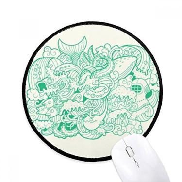 Imagem de DIYthinker Tapete de rato Sea Wave Fish Shark Desktop Office Tapete redondo para computador
