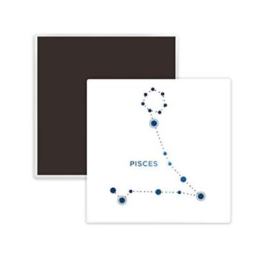 Imagem de Memento de lembrança de ímã de geladeira quadrado de cerâmica do signo do zodíaco da constelação de Peixes