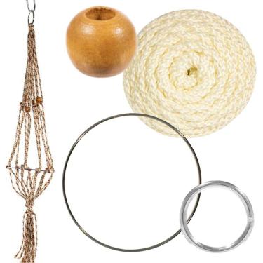 Imagem de Craft County Kits de cabide de plantas de macramê – Cordão de 4 mm – Faz cabide de plantas longo de 106 cm (marfim)