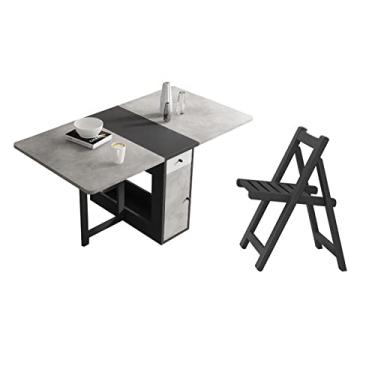 Imagem de Mesa de cozinha dobrável Mesa de jantar dobrável para apartamentos pequenos, mesa de centro retangular versátil com economia de espaço com gaveta de armazenamento, mesa dobrável para cozinha, sala de