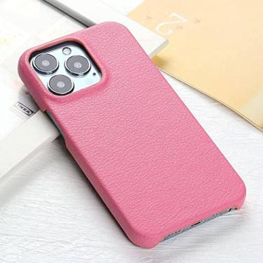 Imagem de Estojo de couro Litchi Grain para iPhone 14 13 11 12 Pro Max 13 Mini XR X XS Max 14 Plus Capa traseira, rosa, para iPhone 12 Pro