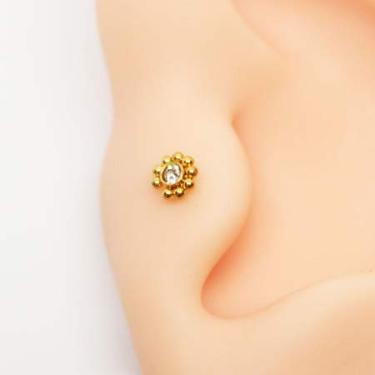 Imagem de Piercing Mini Labret Petit Fleur com Cristal Swarovski Aço PVD Gold 6mm