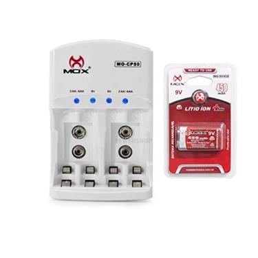 Imagem de Carregador Mox Cp50 Com 1 Bateria 450 mah Recarregável 9v de Lítio Ion Mo-9v450