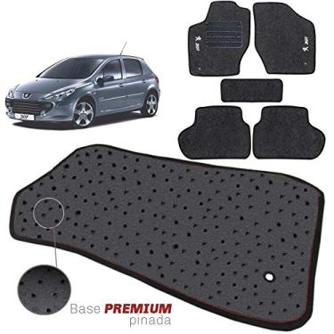 Imagem de Jogo de Tapete Carpete Tevic Pinado Peugeot 307 2001 02 03 04 05 06 07 08 09 10 11 12 Impermeável Lavável Logo Bordado 5 Peças