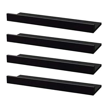 Imagem de Kit 4 Prateleiras Porta Quadros 40 x 15cm Preta Suporte Invisível