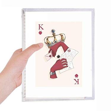 Imagem de Caderno de cartas de baralho com estampa de coração K, folhas soltas, diário recarregável, papelaria