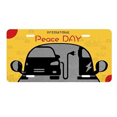 Imagem de DIYthinker Placa de carro Black Charing Energy Vehicles Protect Environment Placa de carro Decoração Dia da Paz