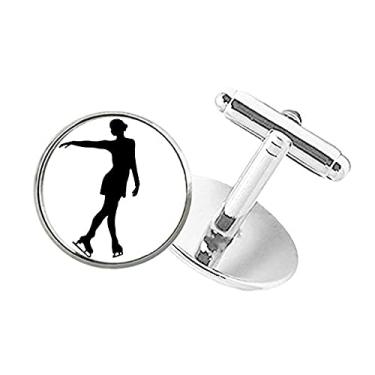 Imagem de DIYthinker Abotoaduras femininas de inverno com botão redondo e estampa esportiva