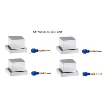 Imagem de 4 Acabamentos P/ Registro Quadrado 3/4 Com Adaptador Docol