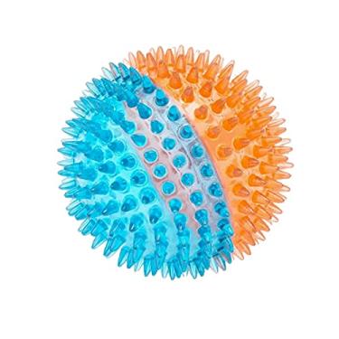 Imagem de Jambo Pet, Brinquedo Bola Espinho Tpr, Tamanho Médio, Cor Azul Com Laranja, Emite Som, Para Cães, Atóxico, Material Borracha, Resistente, Duradouro