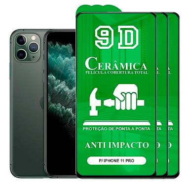 Imagem de Kit 3x Película Compatível com iPhone 11 Pro - 9D Cerâmica Protetora Resistente Anti Impacto Queda Choque Shock Flexível Nano Gel Compatível 3D 5D 100D