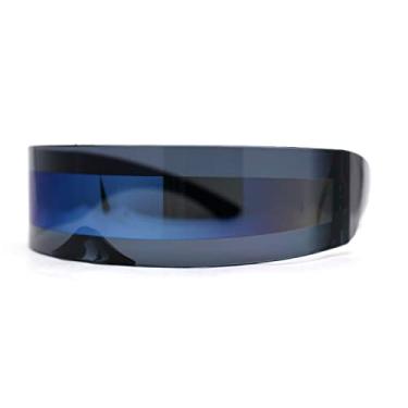 Imagem de Óculos de sol Cyclops Shield Neon Color Lens plástico envoltório preto azul espelhado