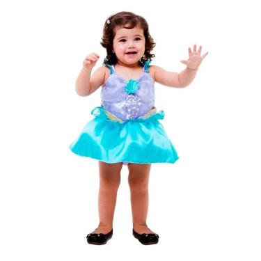 Imagem de Fantasia Princesa Infantil Vestido da Ariel Baby 1 a 2 anos