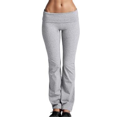 Imagem de Calça feminina flare pequena cintura alta calça jeans verão algodão calça jogger confortável, Cinza, 3G