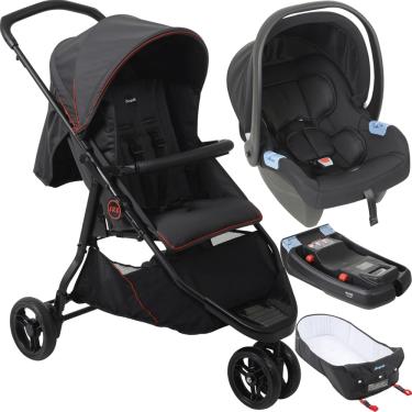 Imagem de Carrinho com Moises Bebe Conforto Base Burigotto CR3 Gray Red