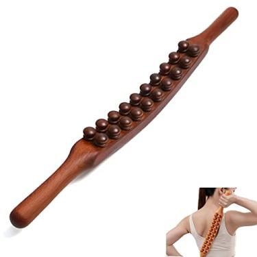 Imagem de Ferramentas de madeira Gua Sha Ferramenta de massagem anticelulite, 20 contas de drenagem linfática para costas e cabeça Relaxante Scrapping 58 cm